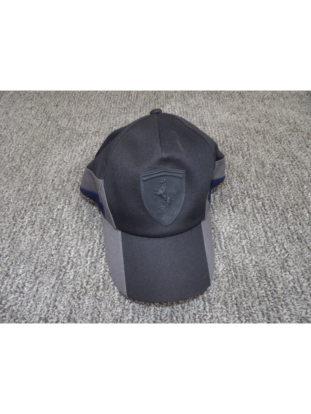 Ferrari Puma Mens Black & Gray Adjustable Baseball Cap With Embossed Logo